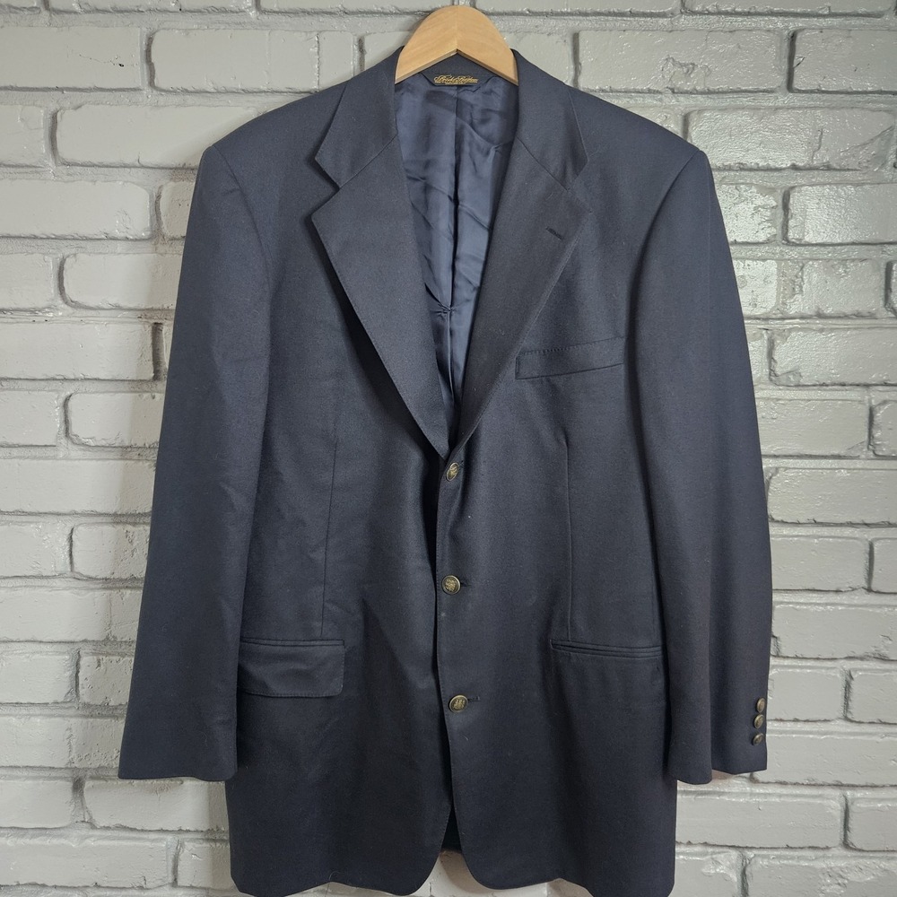 Brooks Brothers Mens Blazer 44L Makers Hand Tailored Navy Blue Gold Buttons Vtg